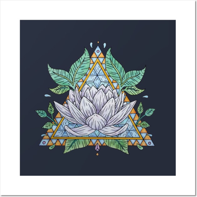 Stained Glass Lotus Illustration Wall Art by bblane